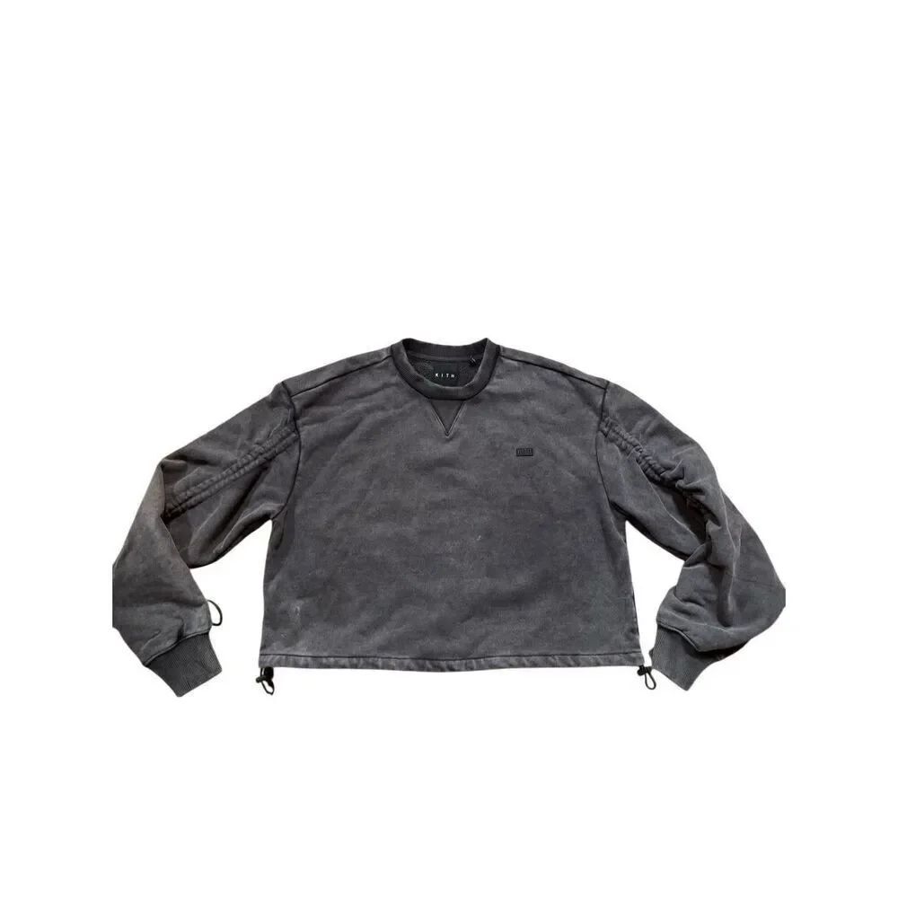 Kith Nicky Cropped Crewneck Black Distressed Women’s S